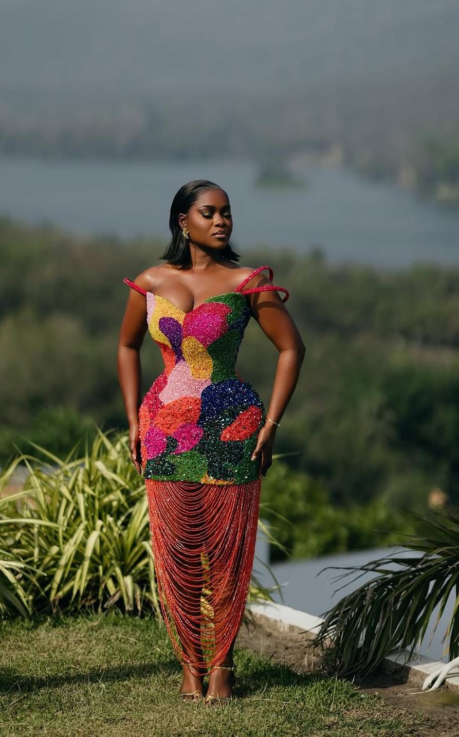 NUKUNU custom multicolour embellished statement dress, view 3