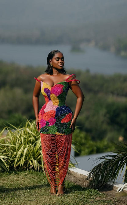 NUKUNU custom multicolour embellished statement dress, view 2